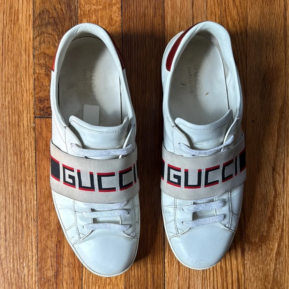 Gucci White Sneakers with Logo Strap - Picture 3 of 8